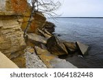 Hecla Provincial park shore showing limestone cliff