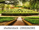 Hedge maze behind the Governors Palace, in Colonial Williamsburg, Virginia