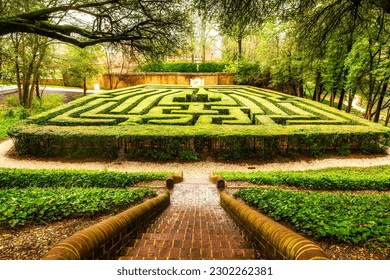 Hedge maze behind the Governors Palace, in Colonial Williamsburg, Virginia