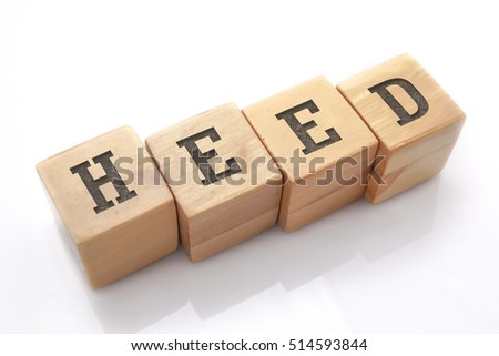 HEED word made with building blocks isolated on white