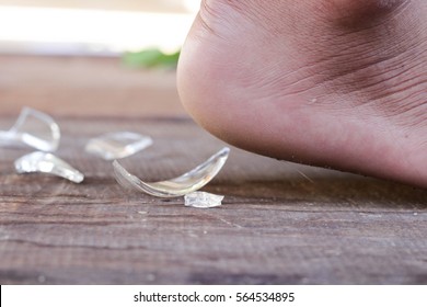 Heel With Broken Glass Shattered.