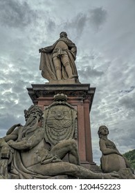 Heidelberg, Germany - September 22nd, 2018: Statue Of Prince Elector Carl Theodor At Old Bridge, Heidelberg