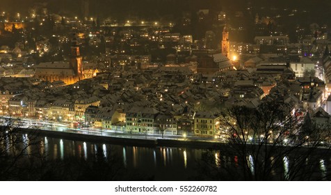 Heidelberg At Night In Winter