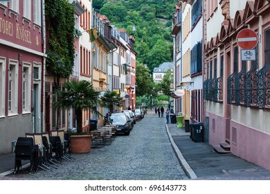 Heidelberg,Germany - July 25 2017 : Old Town Street In Heidelberg