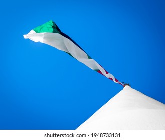 At a height of 130 meters, the Aqaba flag is visible from three countries Israel, Egypt, and Saudi Arabia. Constructed in 2004, the flagpole flies the flag of the Arab Revolt.