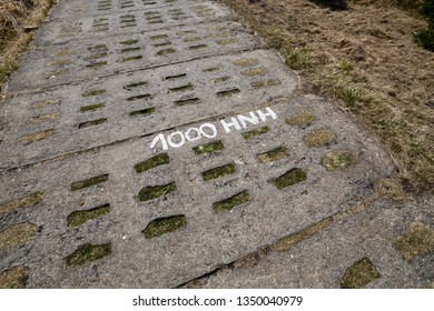 Height Marker On The Ascent Up The Stone Path To The Mountain Brocken