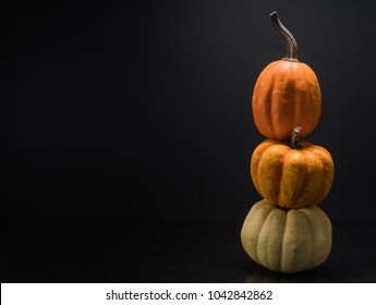 Heirloom Pumpkin Stack With Large Copy Space To Left