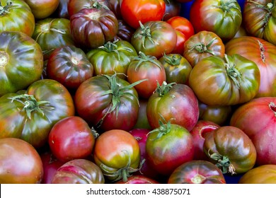 Heirloom Tigerstripe Tomatoes At A Farmers Market