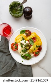 Heirloom Tomatoes Salad With Burrata Cheese Top View