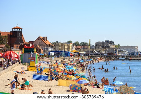 hel poland august 10 sandy beach stock photo edit now 305739476