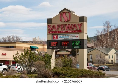 Helena, Montana - April 10, 2020: Safeway $1.89 Low Gas Station Prices During Coronavirus Covid-19 Shutdown. Less Than, Under $2 Dollars A Gallon Due To Cheap Oil Prices During Pandemic.