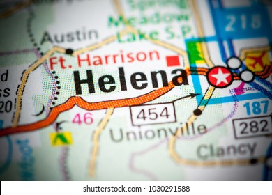 Helena. Montana. USA On A Map.