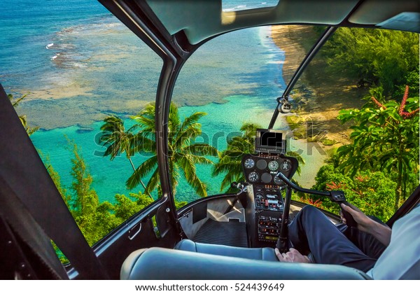 Helicopter Cockpit Flies Kee Beach Kauai Stock Photo Edit Now