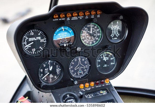 Helicopter Cockpit Flight Instrument Panel Gauges Stock Photo (Edit Now ...