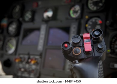 Helicopter Control Stick In Side Pilot Cockpit