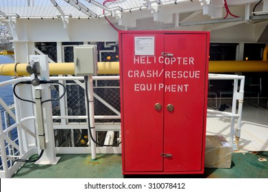 Helicopter emergency equipment set at the offshore oil and gas platform