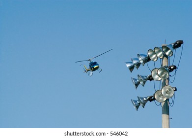 Helicopter in flight
