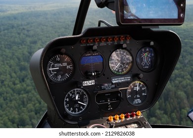Helicopter instrument panel. Helicopter dashboard. Control. The cockpit.