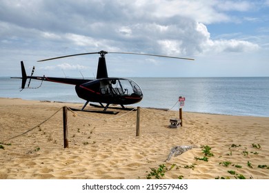 Helicopter On The Beach In Cape York Australia