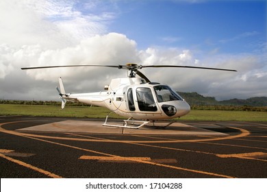 Helicopter on landing pad