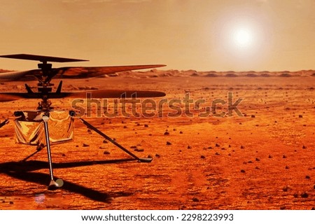 Helicopter on Mars, to explore the planet. Elements of this image furnished by NASA. High quality photo