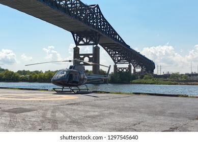 Helicopter on platform before launch