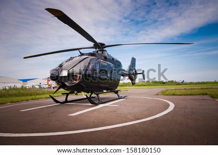 Helicopter parked at the helipad