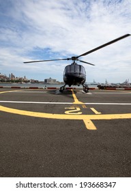 Helicopter Ready For Takeoff On Manhattan