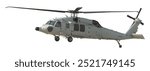 Helicopter side view of helicopter in flight isolated on white background. This has clipping path.