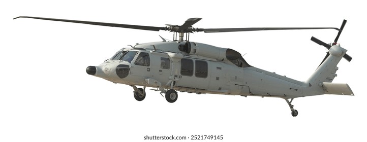 Helicopter side view of helicopter in flight isolated on white background. This has clipping path. - Powered by Shutterstock