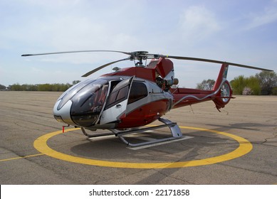 Helicopter At Take-off Site With Open Door