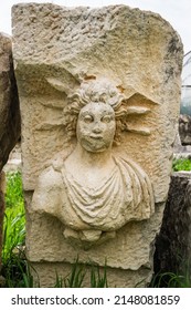 Helios relief on stone. Myra Ancient City. Demre, Antalya
