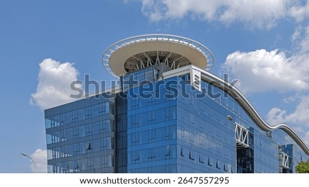 Helipad Platform Structure at Top of New Office Building Tower