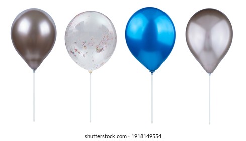 Helium Bubbles, Colorful Balloons On White Background
