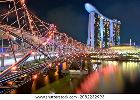 The Helix Bridge, is a pedestrian bridge linking Marina Centre with Marina South in the Marina Bay area in Singapore