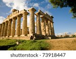 The Hellenic temple of Hera, also known as Temple E, at Selinunte in Sicily in Southern Italy