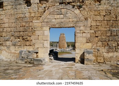 Hellenistic city gate at Perge, an ancient Greek city in Antalya, Turkey