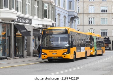 Hellerup, Denmark - June 14, 2022: Bus On Line 23 With Destination Klampenborg Station Calling At Busstop In Hellerup In The Greater Copenhagen Area.