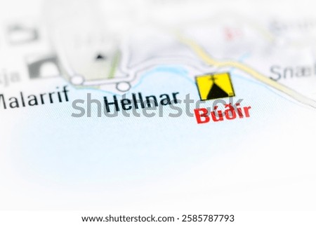 Hellnar. Iceland on a map