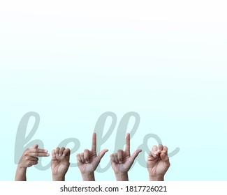 hello in American sign language is used by people with hearing impairments, both deaf and hard of hearing, communicate with common people in society, the Disability community. sign language concept.