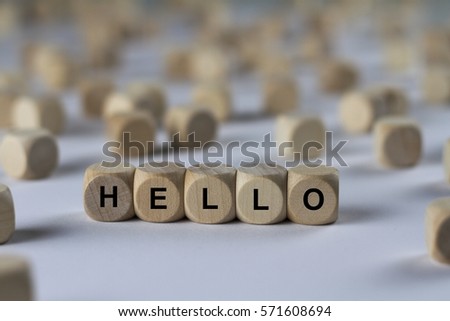 hello - cube with letters, sign with wooden cubes