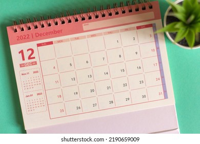 Hello, December.Desktop calendar for planning for December 2022