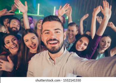 Hello to everybody! Xlose-up photo portrait of handsome good cheerful excited positive guy taking selfie on smartphone and having stream live video reporting - Shutterstock ID 1552141550