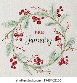 Hello january flower design art - Powered by Shutterstock