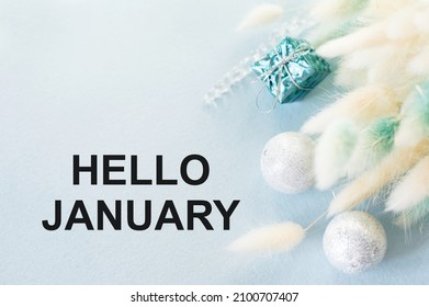 Hello January inscription in black letters on a festive background - Powered by Shutterstock