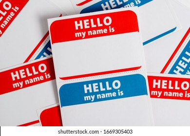 Hello my name is name badge paper aticker - Powered by Shutterstock