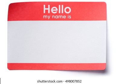 Hello My Name Is name tag sticker with corners lifting isolated on white background
