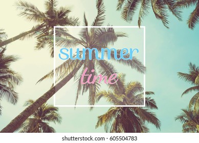 Summer Tropical Backgrounds Set Palms Sky Stock Vector (Royalty Free ...