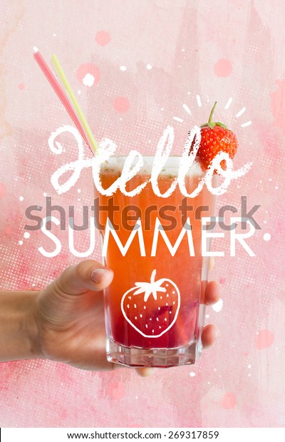 hello summer typography poster bright pink stock photo edit