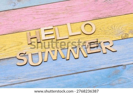 hello summer write on colors background 